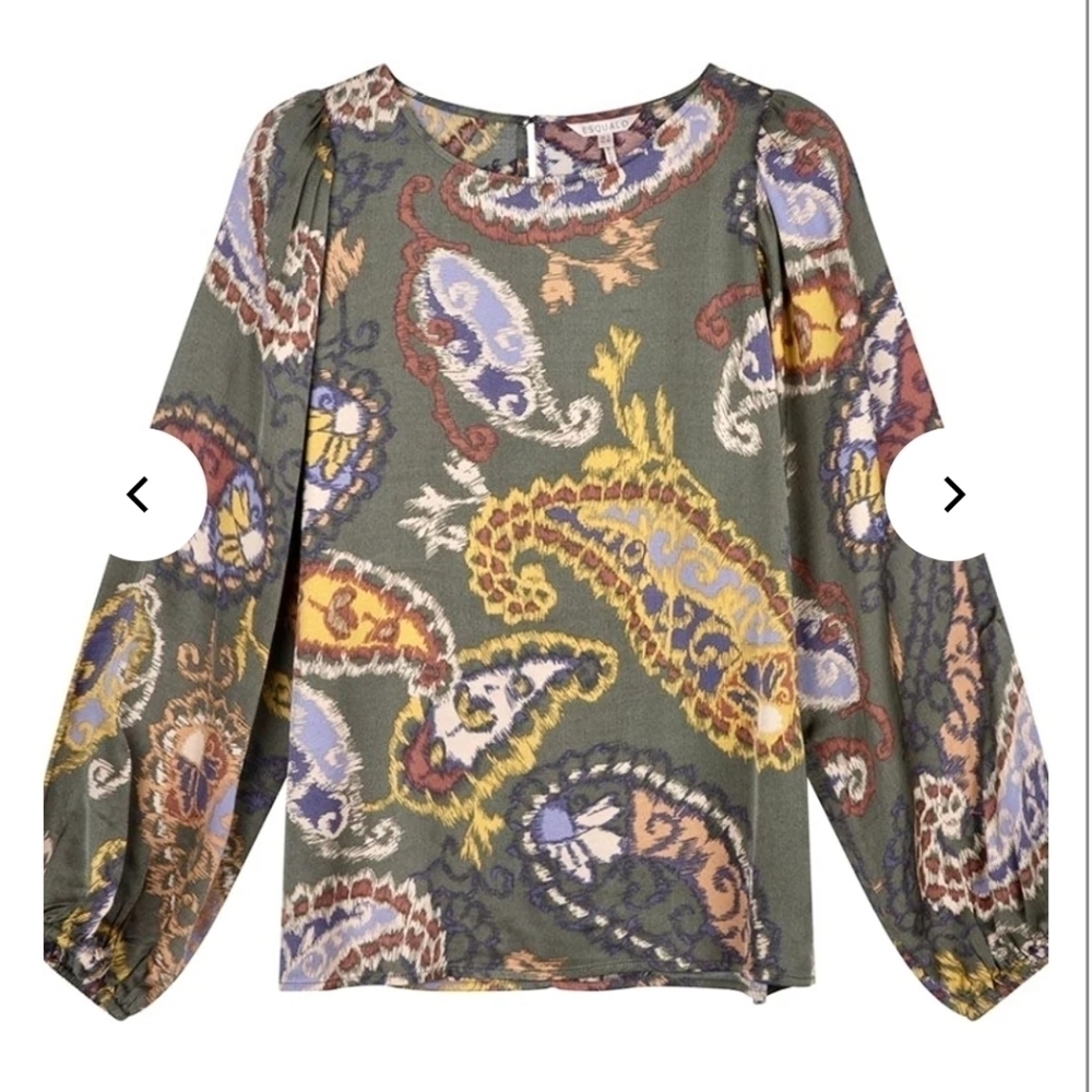 Esqualo Elements Print Long Sleeve Paisley Light Sz. 12 Blouse